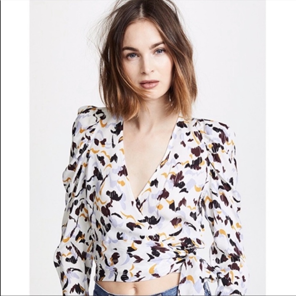 ALC Tessa Wrap silk top puffed shoulders 2